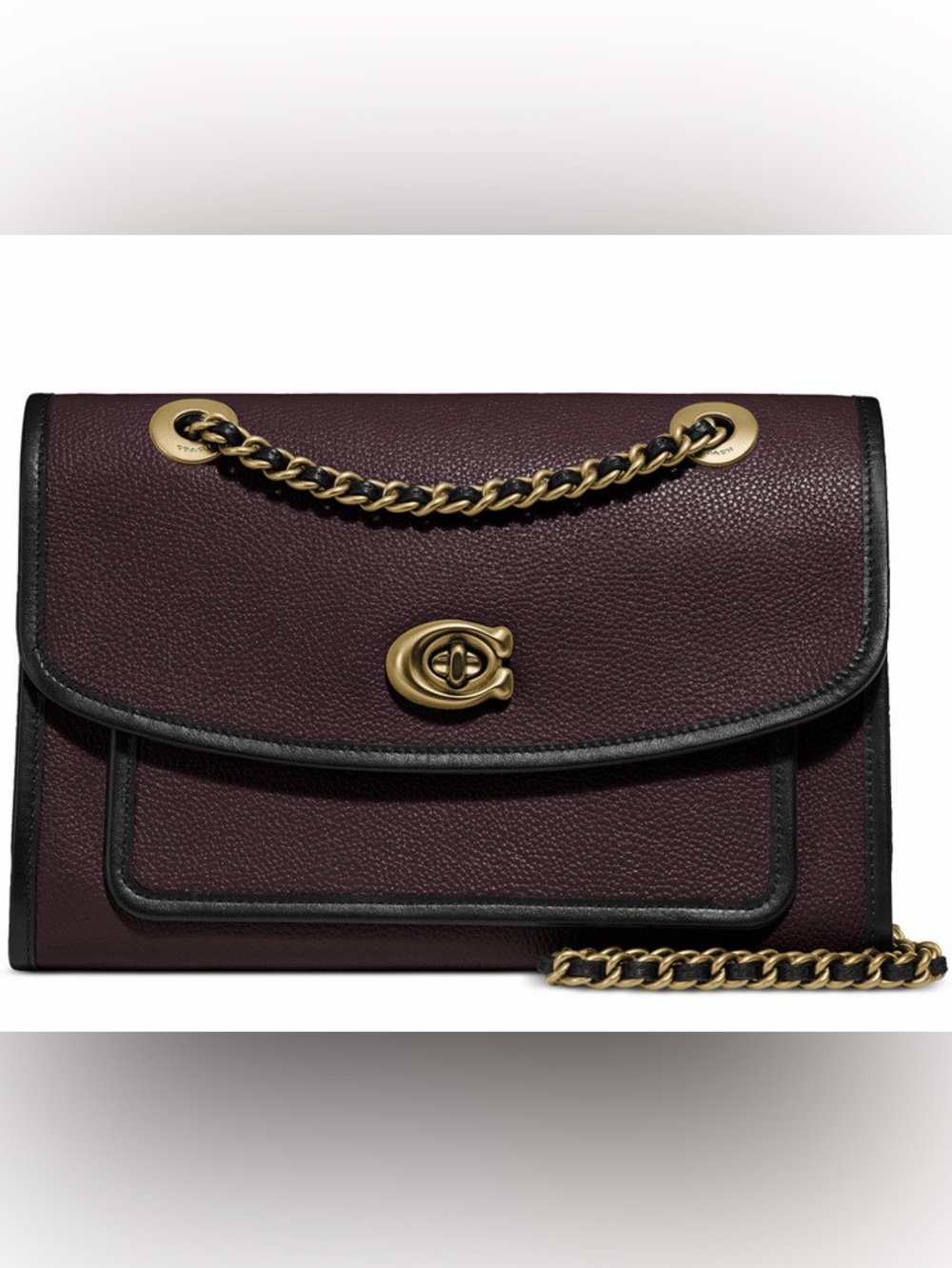 Coach Women's Dark Plum Leather Chain-Handle Shoulder Bag